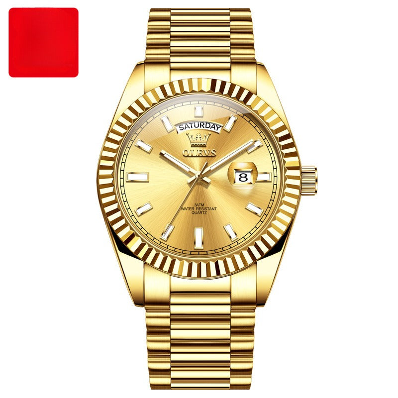 Luminous Waterproof Business Steel Belt Wrist Watch