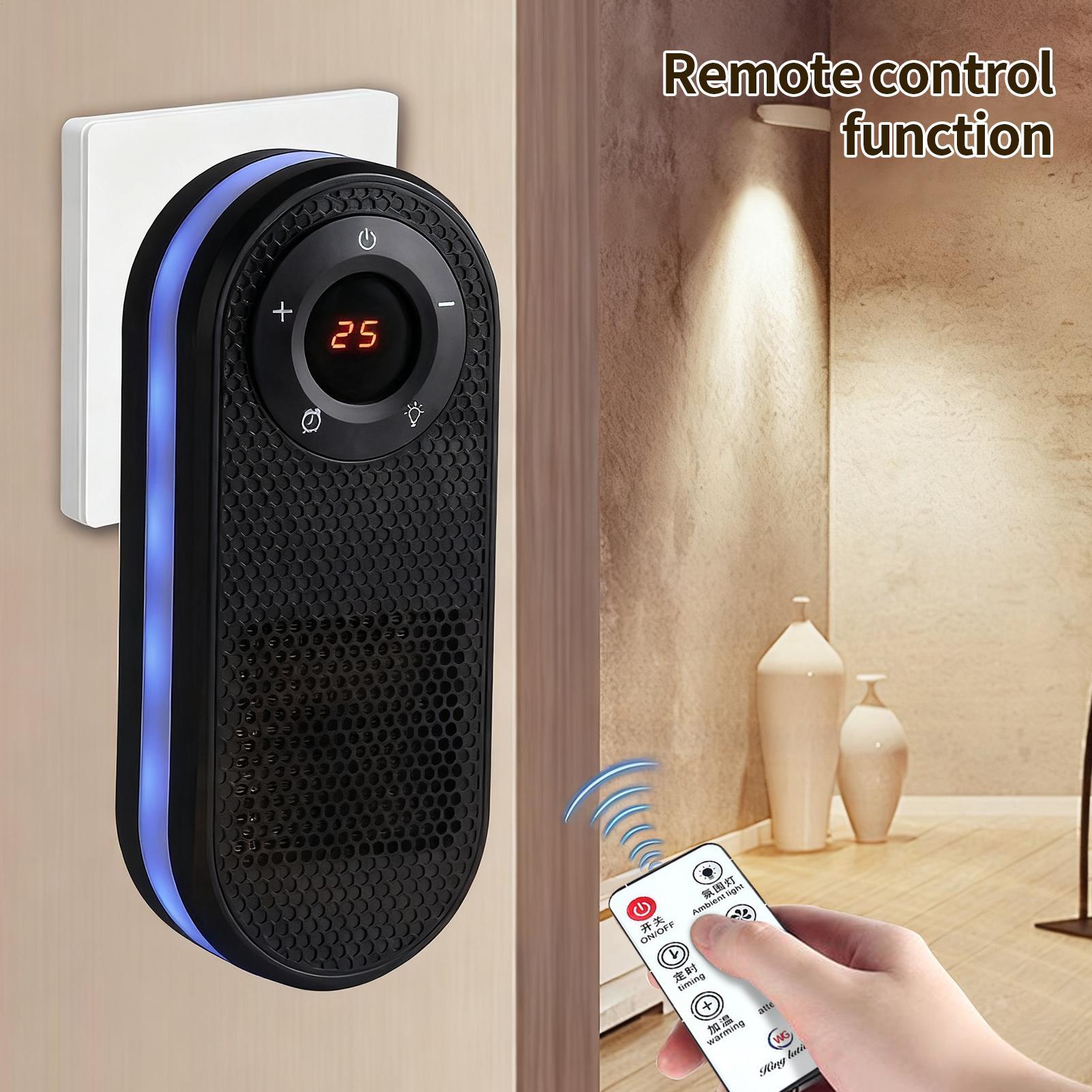 Small Heater 180 Degree Rotatable Electric Heater With Remote LED Display Overheat Protection Warmer With Timer Function